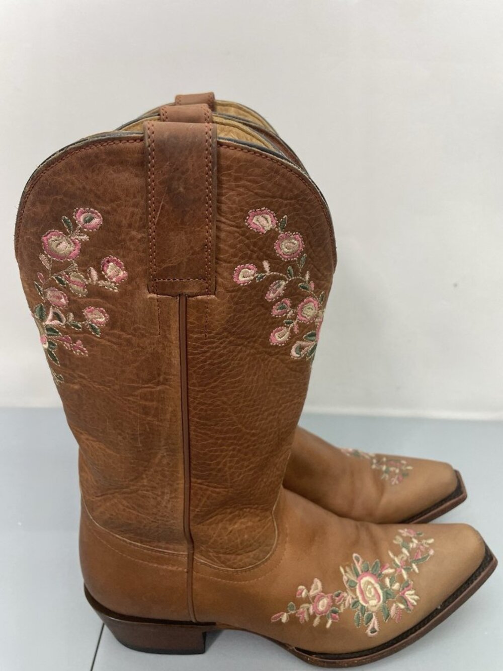 Shyanne Maisie Cowgirl Boots Floral Embroidered Western Snip Toe Leather Women 9 - Picture 3 of 16